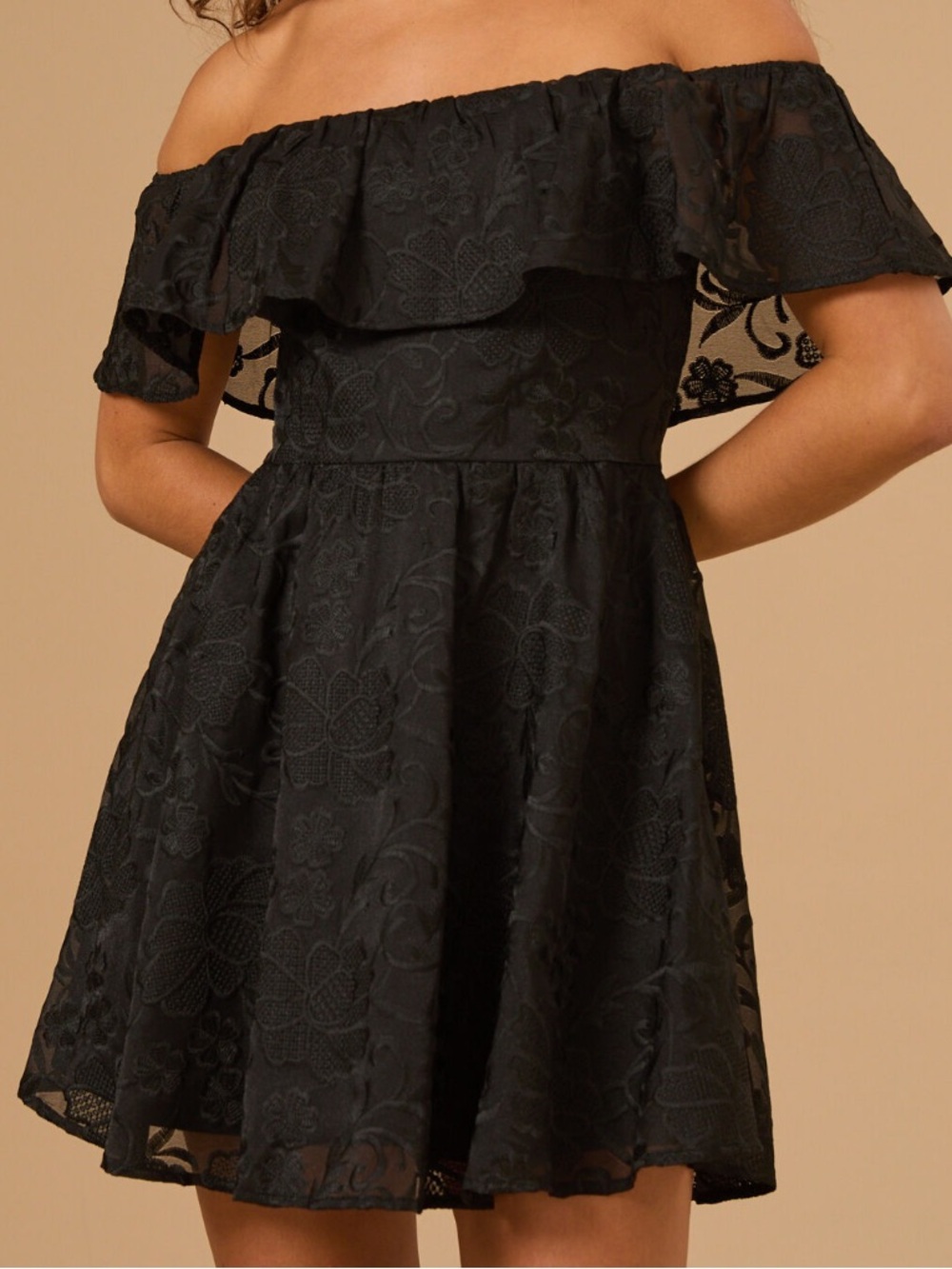 Altar’d State Black Adalyn Off-The-Shoulder Dress, size Medium